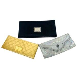 Carmen Steffens Hand Clutch Purse Bag Formal Disco Retro Black Gold Silver 80's